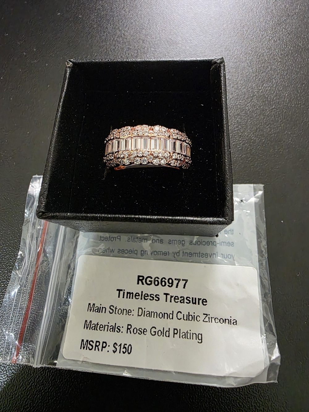 Ring Bomb Party Rose Gold Plated Clear CZ Band Ring Size 7 RG66977